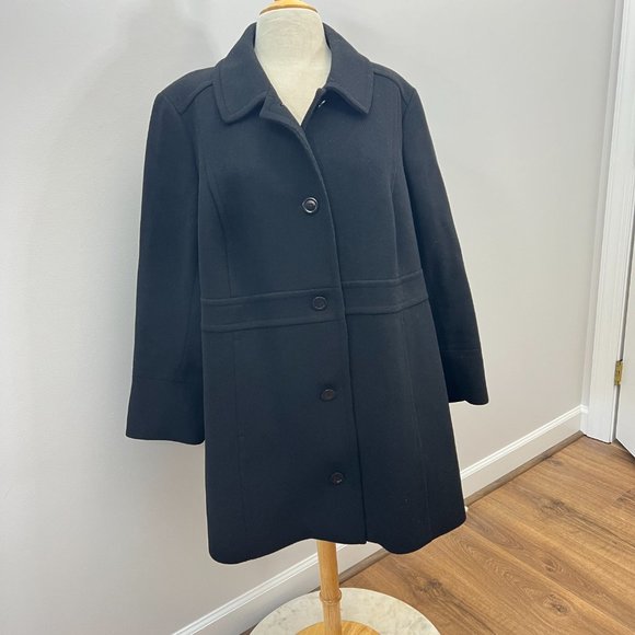 EUC Talbots Black Wool Blend Car Coat Sz XL - Picture 5 of 15